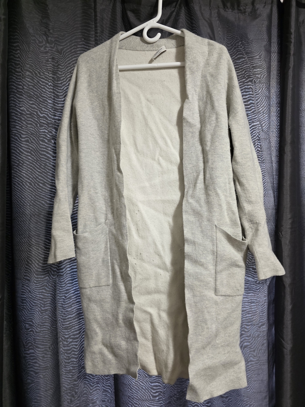 Babaton Light Gray Open-Front Long Cardigan